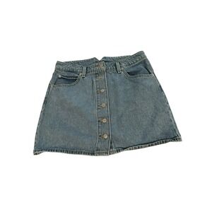 Levis Denim Mini Skirt Womens 31 A-Line Button Up Front Light Wash Jean 90's Y2K